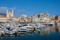 Port of Bastia view Saint John the Baptiste church and boats