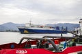 Port of Batumi, boats in harbor. Colorful boats in the Black sea