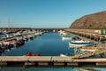 Port of boats and yachts with reflection in the water, San Sebastian, Spain Royalty Free Stock Photo