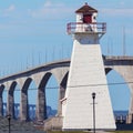 Port Borden Range Rear Lighthouse and Confederation Bridge Royalty Free Stock Photo