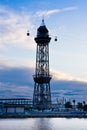 Port cableway, Barceloneta Beach, Barcelona, Spain Royalty Free Stock Photo