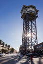 Port cableway, Barceloneta Beach, Barcelona, Spain Royalty Free Stock Photo