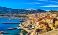 Port of Calvi Corsica - overview from the citadel Royalty Free Stock Photo