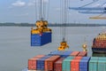 Port cargo crane and containers