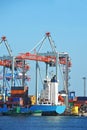 Port cargo crane, ship and container Royalty Free Stock Photo