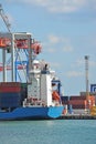 Port cargo crane, ship and container Royalty Free Stock Photo