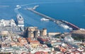 Port, Castel Nuovo and Galleria Umberto I in Naples, Italy