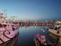 port of Cattolica with fishing boats mediterranean sea