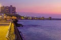 Port compound, and the beach front skyline. Tel-Aviv Royalty Free Stock Photo