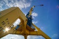 Port crane Burgas Bulgaria art photo composition