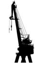 Port crane lift silhouette. Isolated on a white background Royalty Free Stock Photo