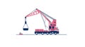 Construction Crane Lifting Heavy Load, Industrial Machinery, Transportation Concept Royalty Free Stock Photo