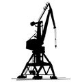 Port crane silhouette for loading and unloading cargo ships Isolated