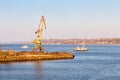 Port crane on the Volga River. Kineshma. Russia