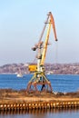 Port crane on the Volga River. Kineshma. Russia