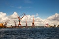 Port with Cranes in Gothenburg Royalty Free Stock Photo