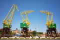 Port cranes at Szczecin boulevards, Poland Royalty Free Stock Photo