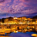 Port de Soller sunset in Majorca at Balearic island Royalty Free Stock Photo