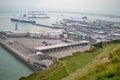 Port of dover visible from the top of the hill at kent