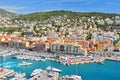 Port du Nice Nice`s port as seen from above in La Colline du Chateau in Nice, France