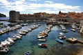 Port of Dubrovnik full of boats Royalty Free Stock Photo