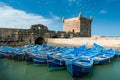 Blue boats in the port of Essaouira