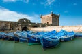 Blue boats in the port of Essaouira