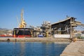 Port facilities of a cement industy at Greece. Royalty Free Stock Photo