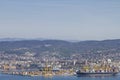 Docks with ship cranes in Trieste Royalty Free Stock Photo