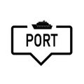 Port flat design web bubble vector icon with ship Royalty Free Stock Photo