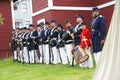 Union soldiers and drummer boy standing for review Royalty Free Stock Photo