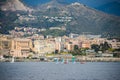 Marine landscape of Genova and a sail boat