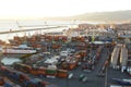 The Port of Genoa. Panorama from Lanterna, the old lighthouse. Genova. Liguria, Italy Royalty Free Stock Photo