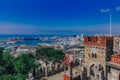 Port of Genoa viewed from D`Albertis Castle in Genoa, Italy