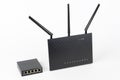 5-port gigabit desktop switch and dual-band gigabit Wi-Fi router. Components to create a fast computer network