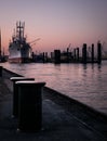 The port of hamburg in a early morning Royalty Free Stock Photo