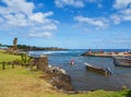 Port in Hanga Roa on Easter Island, Chile Royalty Free Stock Photo