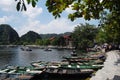 Port harbor boat for vietnamese people and foreign travelers use service travel visit Tam Coc Bich Dong or Halong Bay on Land with