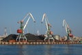 Port (harbour) Vladivostok with lifting crane. Royalty Free Stock Photo