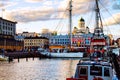 Port of Helsinki, Finland in the evening with clouds over the Ca Royalty Free Stock Photo