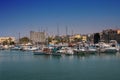 Port in Heraklion in Greece, panorama with a sea view Royalty Free Stock Photo