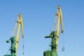 Port hoisting cranes Royalty Free Stock Photo
