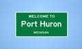 Port Huron, Michigan city limit sign. Town sign from the USA.