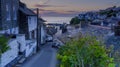 Sunset over the rooftops of Port Isaac on the north coast of Cornwall, UK Royalty Free Stock Photo