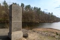 Port Jervis, NY - USA - April 10,2021: View of Witness Monument or the western State Line Monument, is a tall upright granite