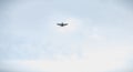 Small passenger plane flying over Isle of Yeu near France Royalty Free Stock Photo