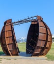 Port Kembla Heritage Park, Port Kembla, NSW, Australia Ã¢â¬â Iron monument by artist Tianli Zu commemorates the Dalfram Dispute Royalty Free Stock Photo