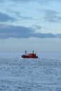 Port Kemi harbor pilot in frozen Baltic Sea near Kemi, Finland