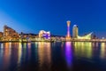 Port of Kobe skyline at night in Kansai, Japan