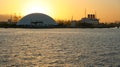 Port of Long Beach Queen Mary Sunset Royalty Free Stock Photo